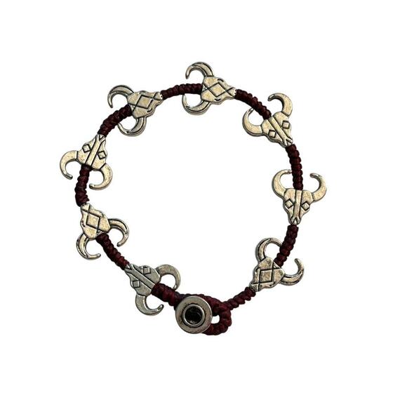 Texas Longhorns Charm Bracelet Button Closure Silver Maroon 7.5" Length - Picture 1 of 3